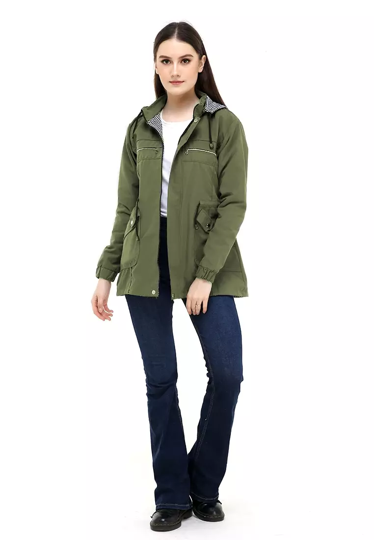 Hardwin Jacket Outer Wanita Adventure Casual Longsleeve Material Baby Canvas ORIGINAL - Green