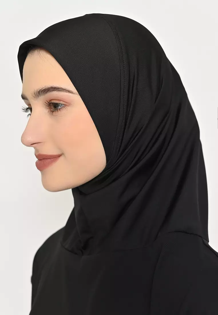 Alesha Hijab Outer Black - Hijab Olahraga