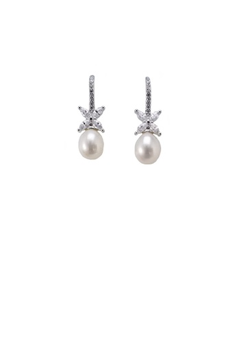 Glamorousky white 925 Sterling Silver Fashion and Elegant Freshwater Pearl Earrings with Cubic Zirconia 34A64ACFA3420AGS_1