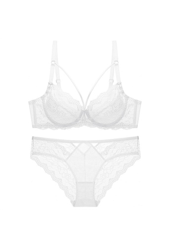 W.Excellence white Premium White Lace Lingerie Set (Bra and Underwear) A12A1USB66D895GS_1