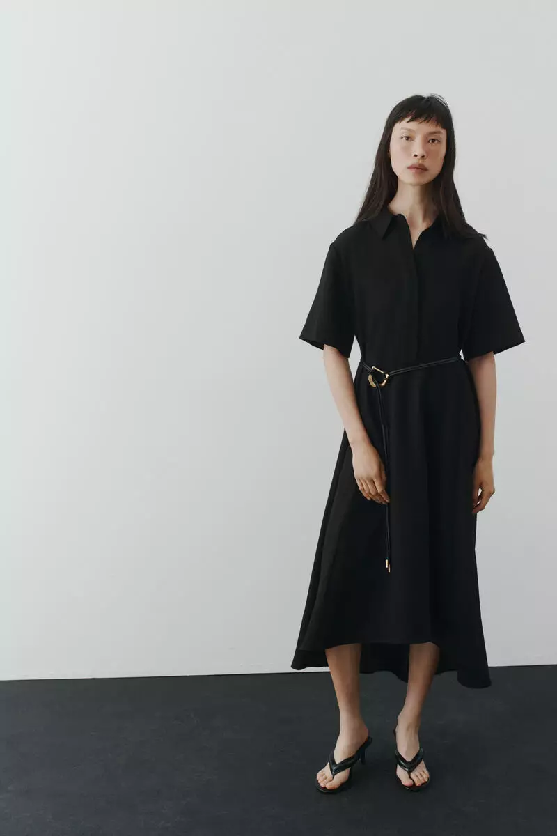 Tie-belt shirt dress
