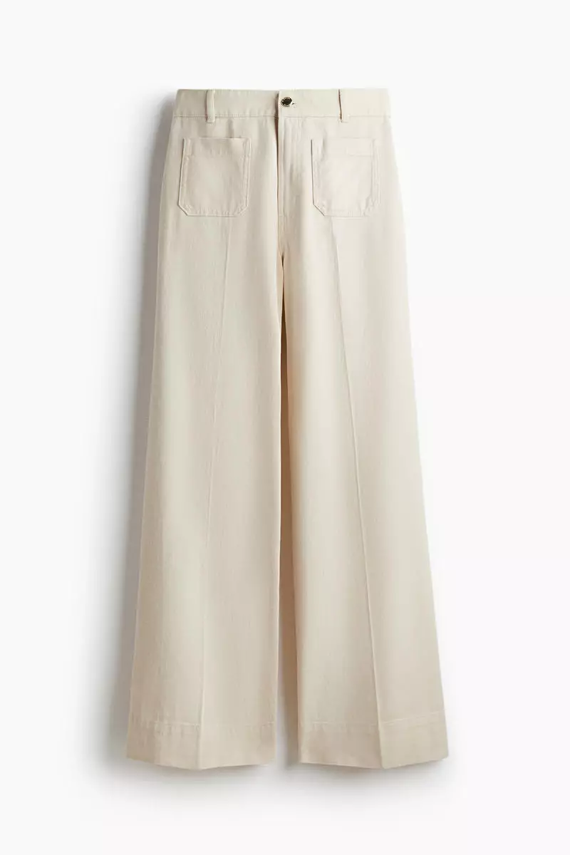 Wide twill trousers