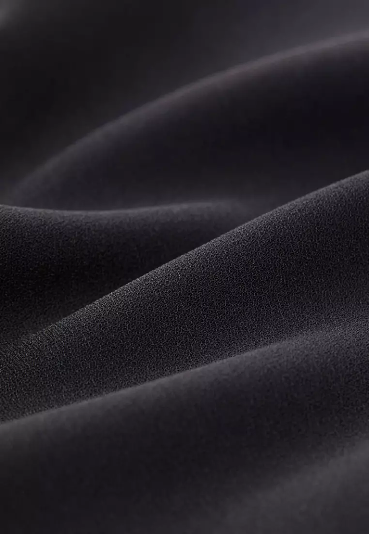 Black Color-Block Placket 3/4 Sleeve Top