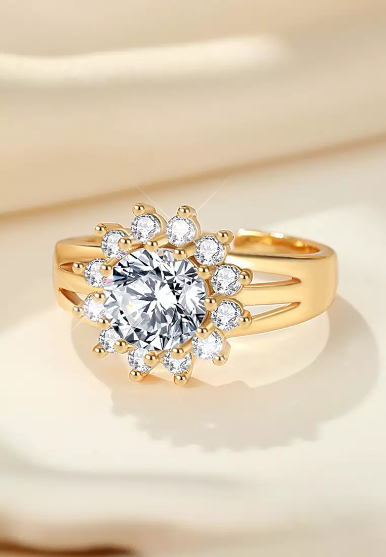 Cincin Wanita Original R020 Korea Berlian Titanium Perhiasan Cewek Adjustable Rings Kotak Indah