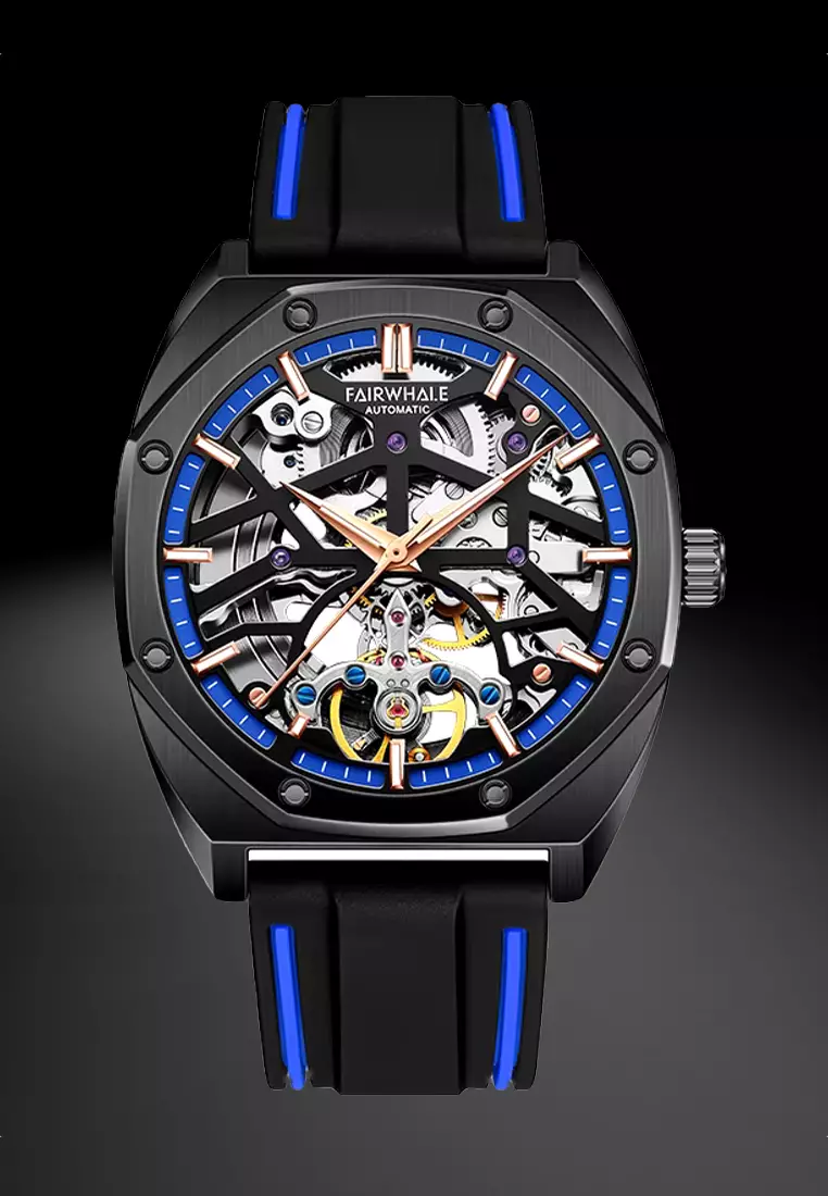 Unisex Automatic Watch, 43mm, IP blackStainless Steel, Rubber Strap