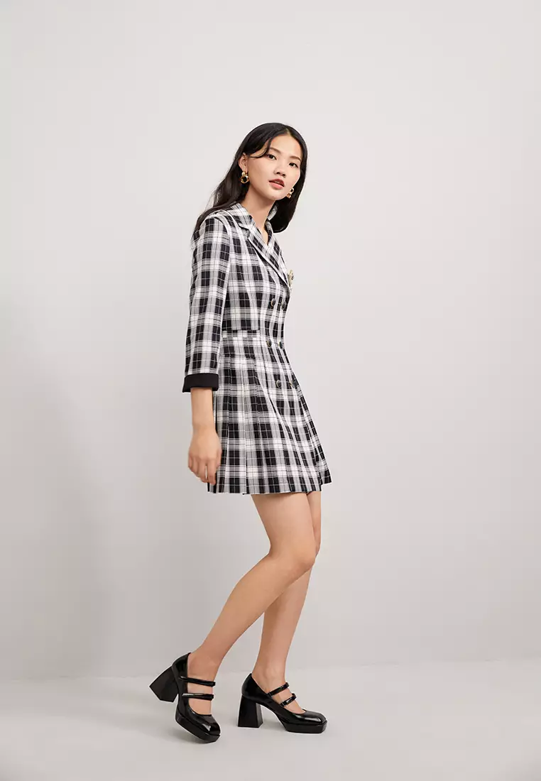 Uniform Style Checkered Mini Dress