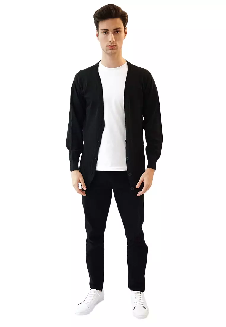 Cardigan Pria Oversize Sweater Korea Big Size Jumbo Hitam