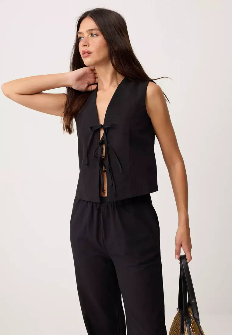 Black Woven Bottom - Top Set Twoss25Au34
