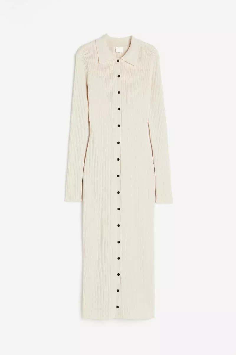 H&m white button down dress online