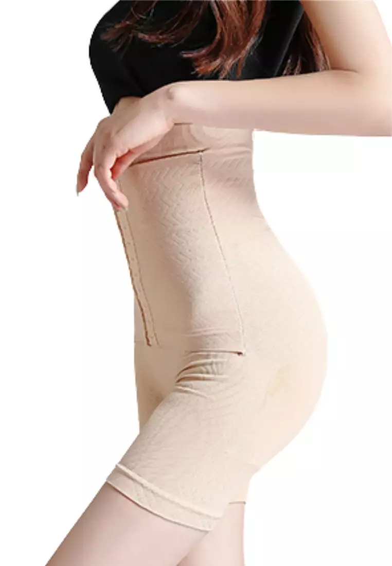 Premium Wara High Waisted Shaping & Lifting Compression Long Girdle Shapewear Shorts in Nude