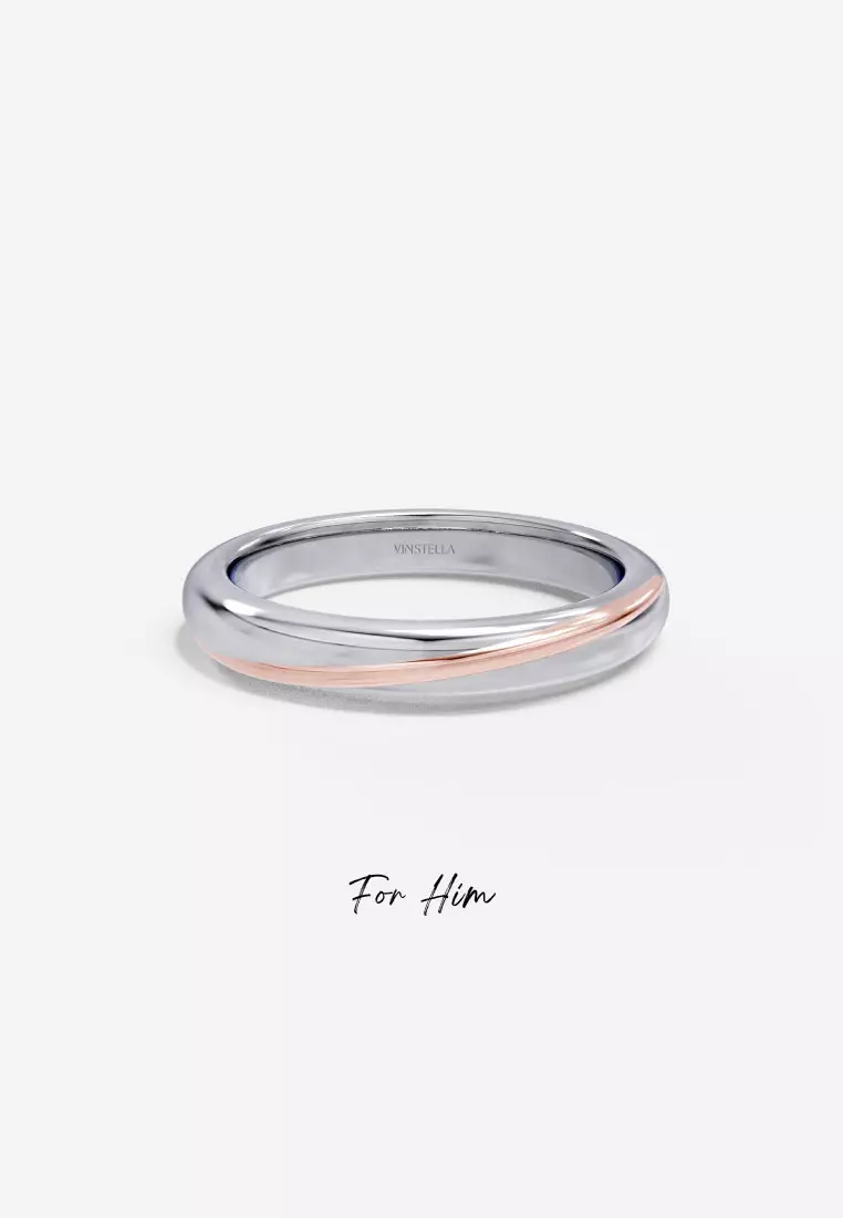 Simple Love Dual Colour Couple Ring - Men's