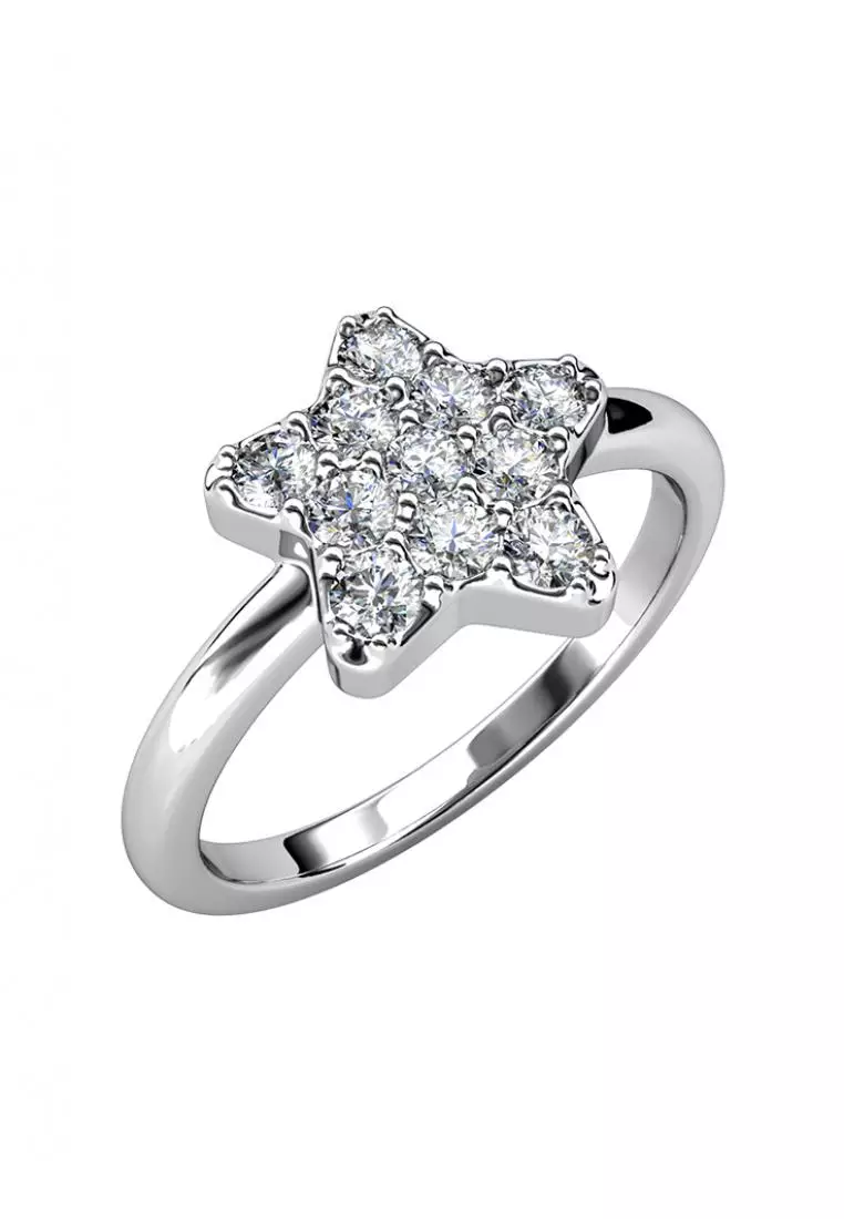 Star Blitz Ring WG - Cincin Crystal by Her Jewellery