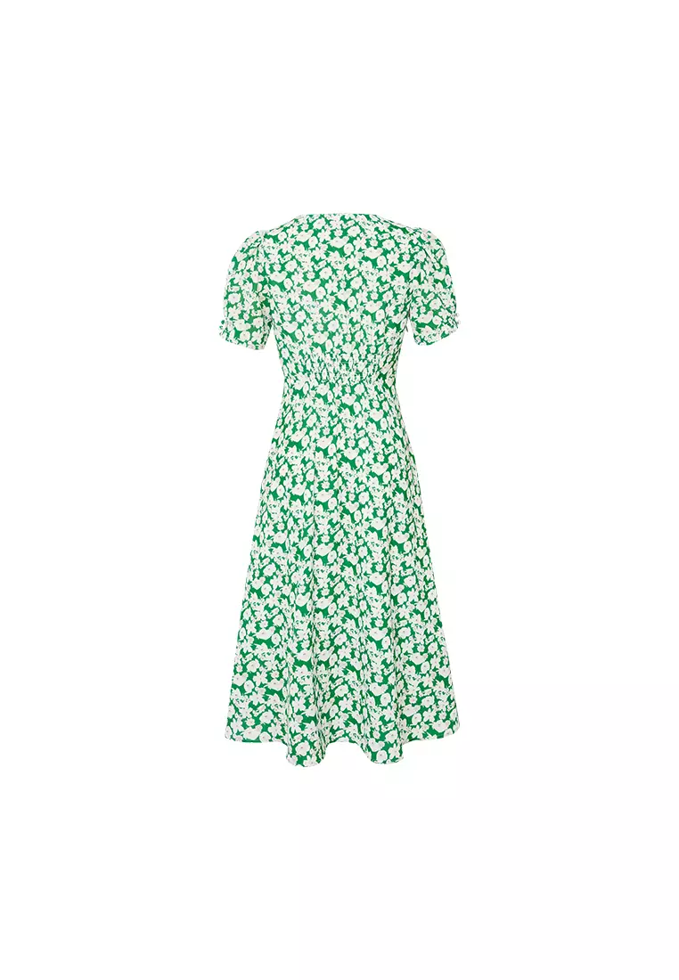 Summer Spring V-Neck Floral Midi Dress