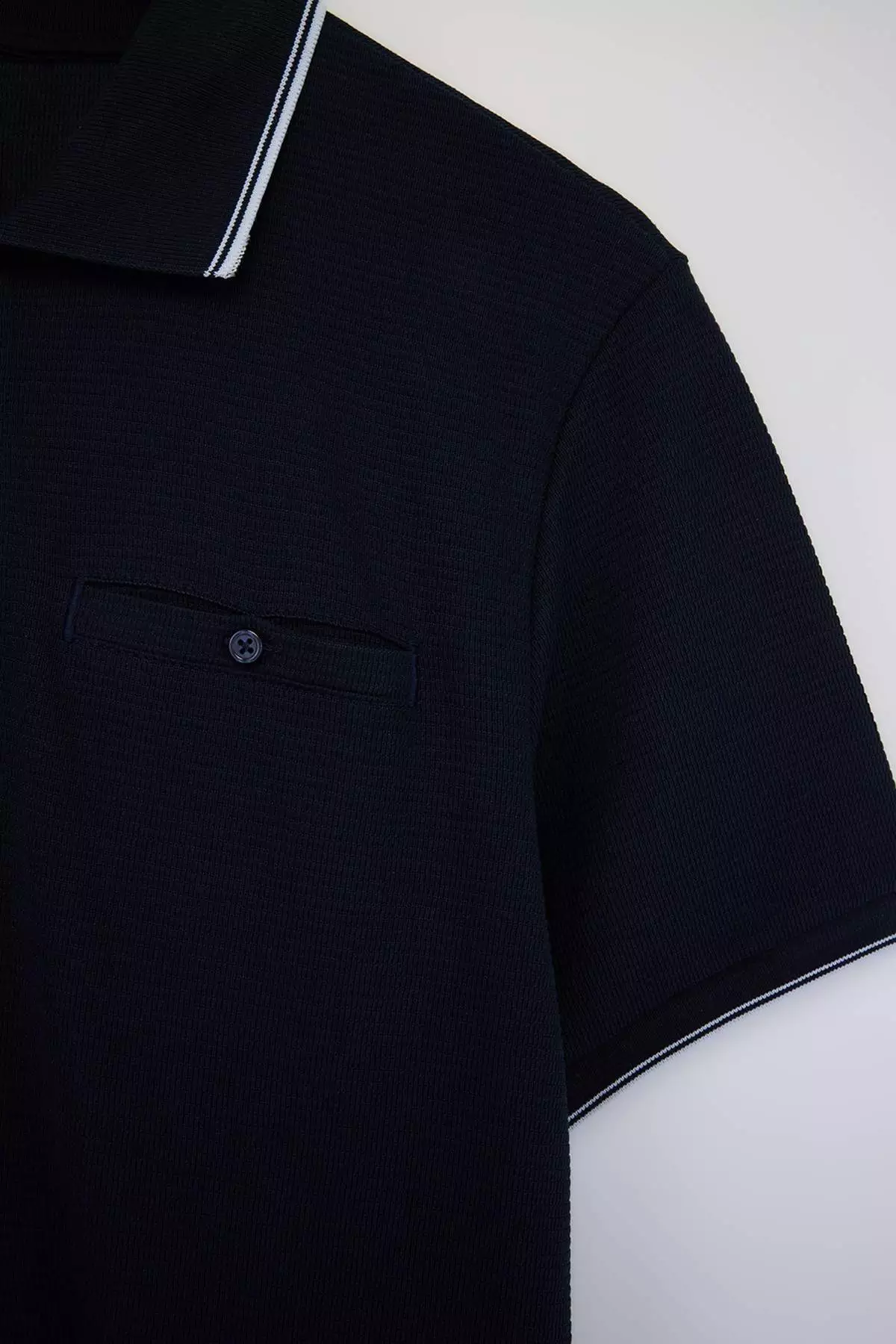 Navy Blue Regular Polo Collar Plain Polo Collar T-Shirt Tmnss26Po00021