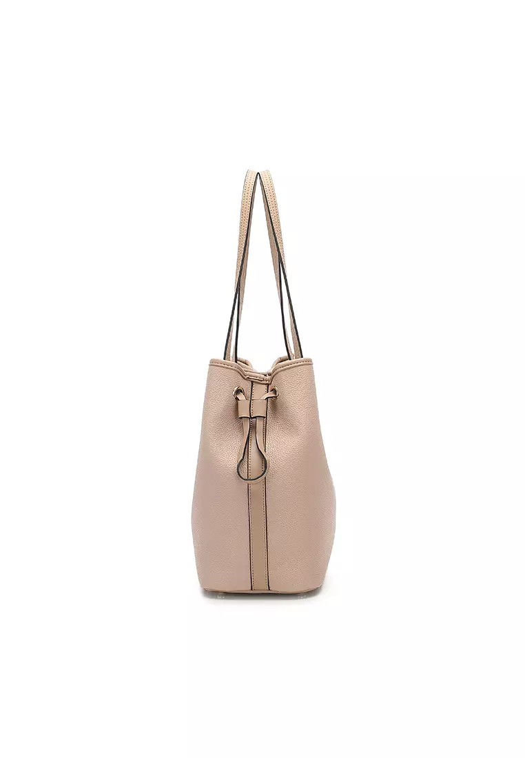 2-in-1 Tote Bag & Top Handle Bag (2-in-1 - Tas Jinjing Wanita & Tas Tangan Wanita) - Krem