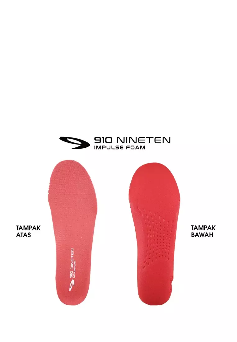 910 Nineten Kishi Run Flow Sepatu Lari - Hitam/Jingga/Merah