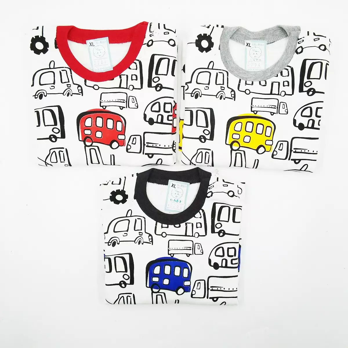 Skabe Setelan Piyama Bayi Anak Laki Laki Bus Printed 3204 Hitam