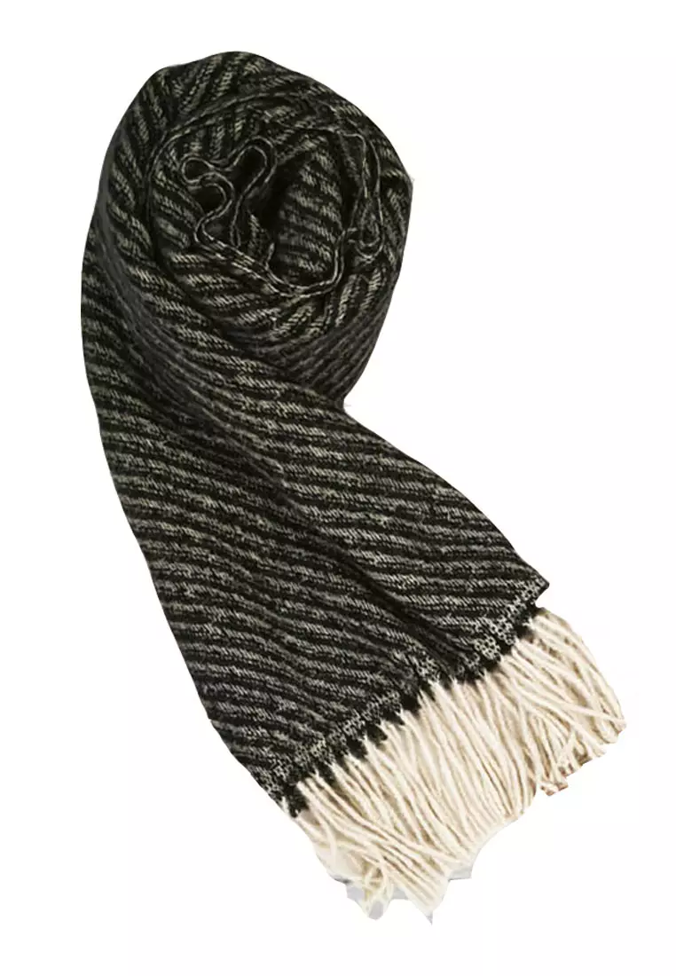 Aksesoris Wanita Twill Cashmere Shawl Pashmina Syal Wanita Black