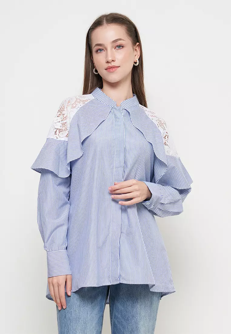 KLA - Kemeja Casual Wanita Louie Blue