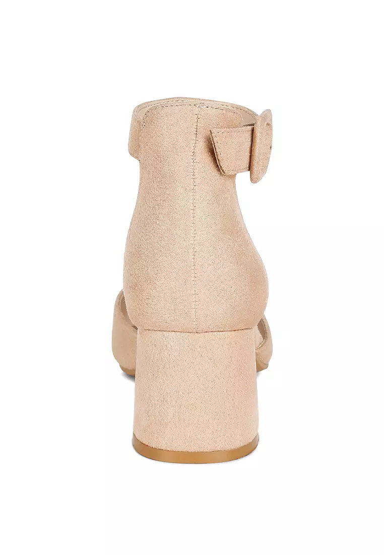 Sandal Santai Bertumit Sedang Warna Beige