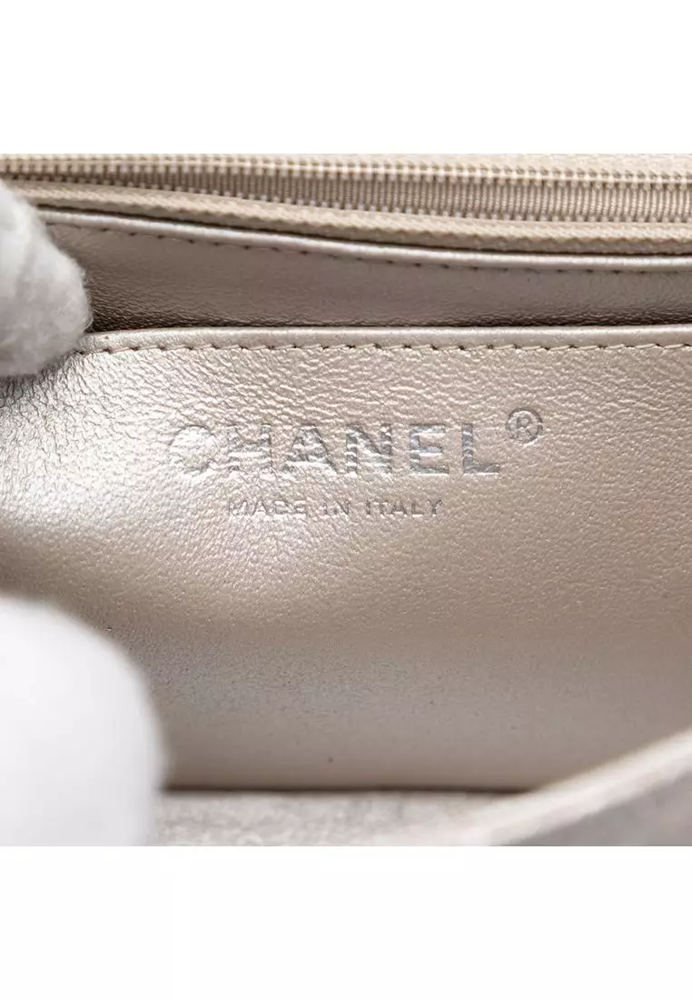 Pre-Loved Chanel Mini Square Classic Metallic Lambskin Single Flap