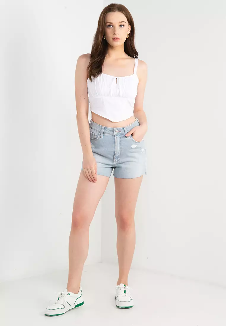 Hollister Ultra High Rise Distressed Asymmetrical Step Hem Mom