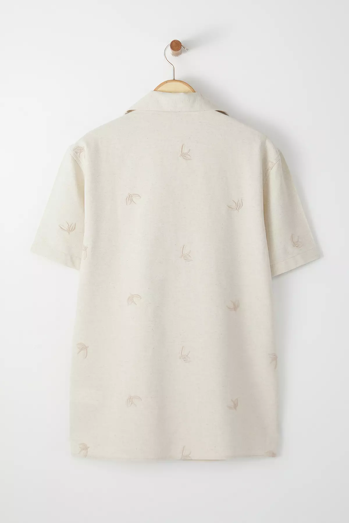 Short Sleeves Embroidered Linen Shirt