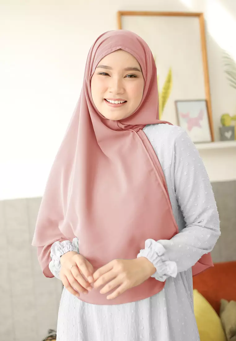 Anya Instan | Hijab Instan Resleting | Bergo Khimar Kerudung 2 Layer  - Nectar Peach