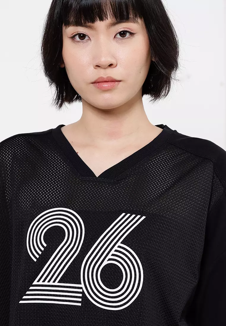 運動網面短版印花T恤