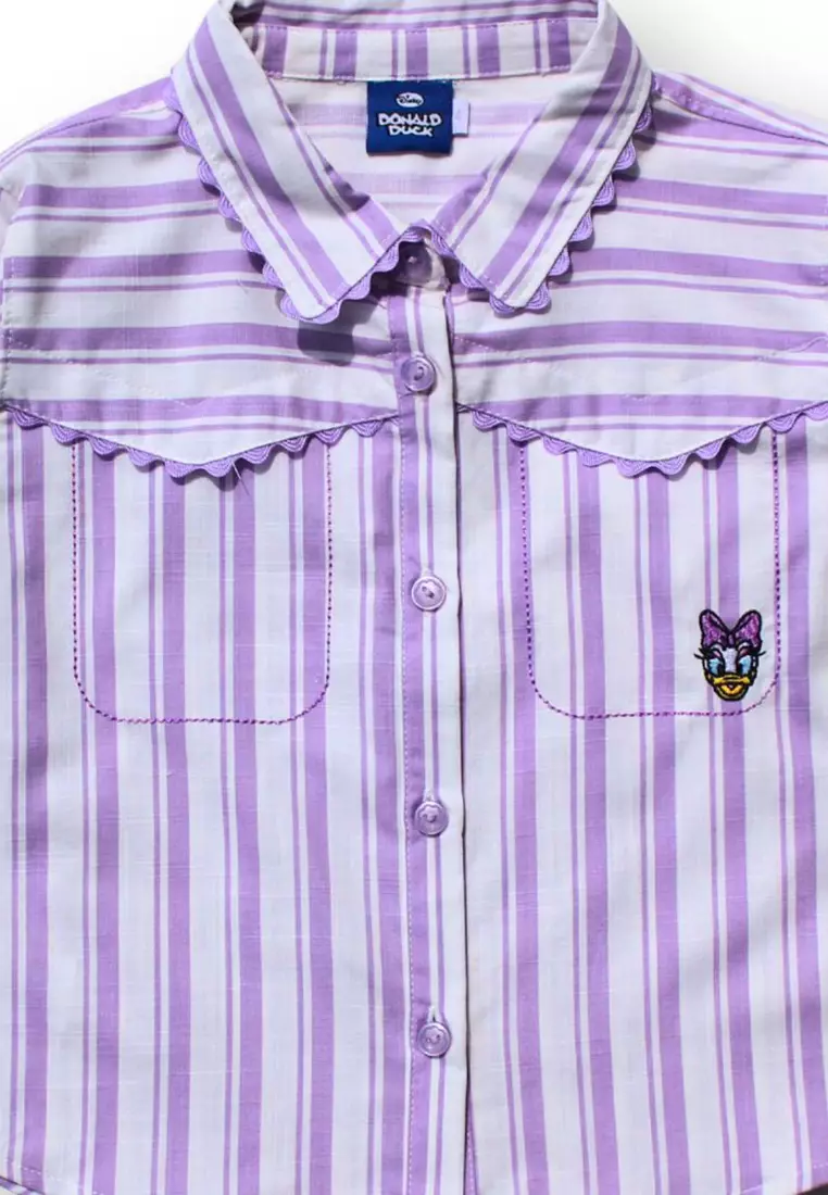 Kemeja Lengan Panjang Anak Perempuan Ungu/ Girls Long Sleeve Shirt Purple/ Daisy Duck Positivity
