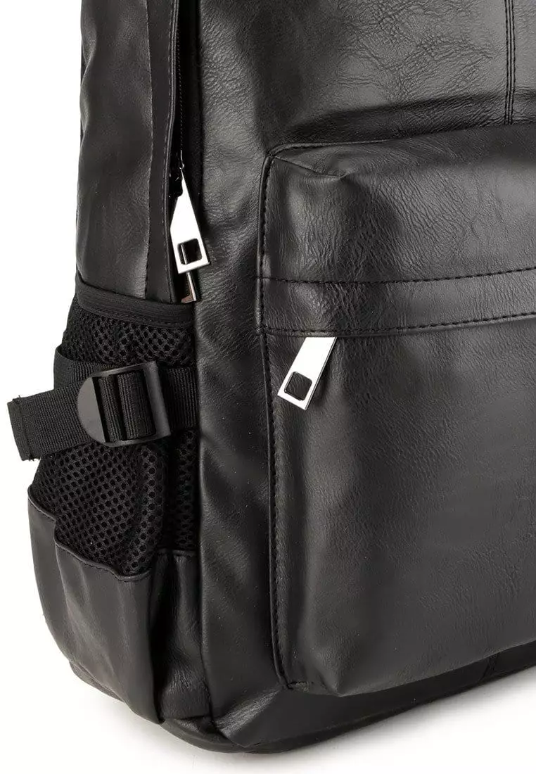 Distressed Leather Mesh Backpack