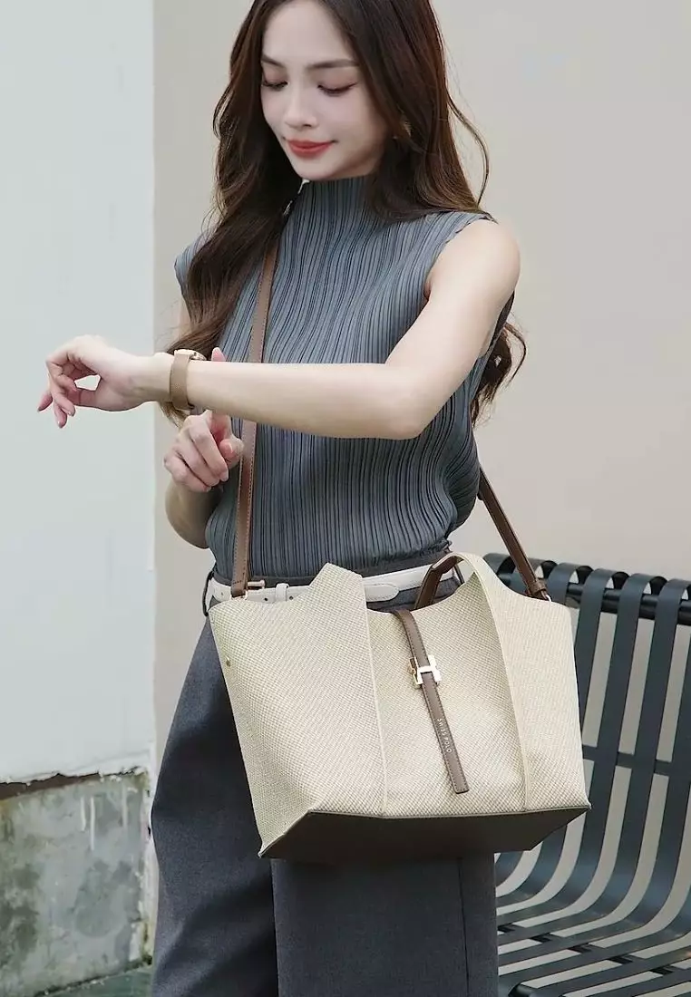 Women's Top Handle Bag / Sling Bag / Crossbody Bag / Shoulder Bag - Khaki / Coffee