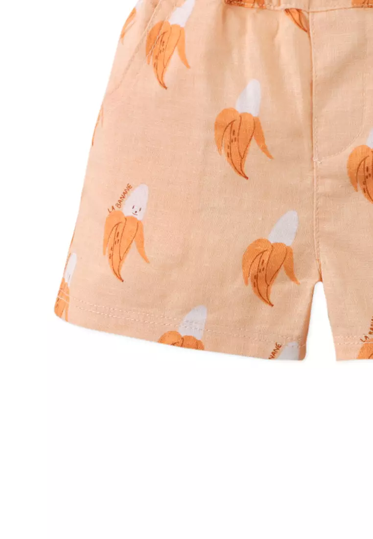 Baby Thomas Banana Cartoon Print Shorts