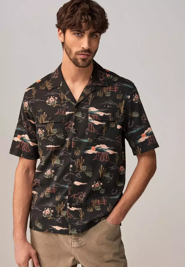★2022SS新作★LMC★CUBAN TERRY SHORT SLV SHIRT NEXT Printed Short Sleeve Shirt With Cuban Collar 2025 | Buy