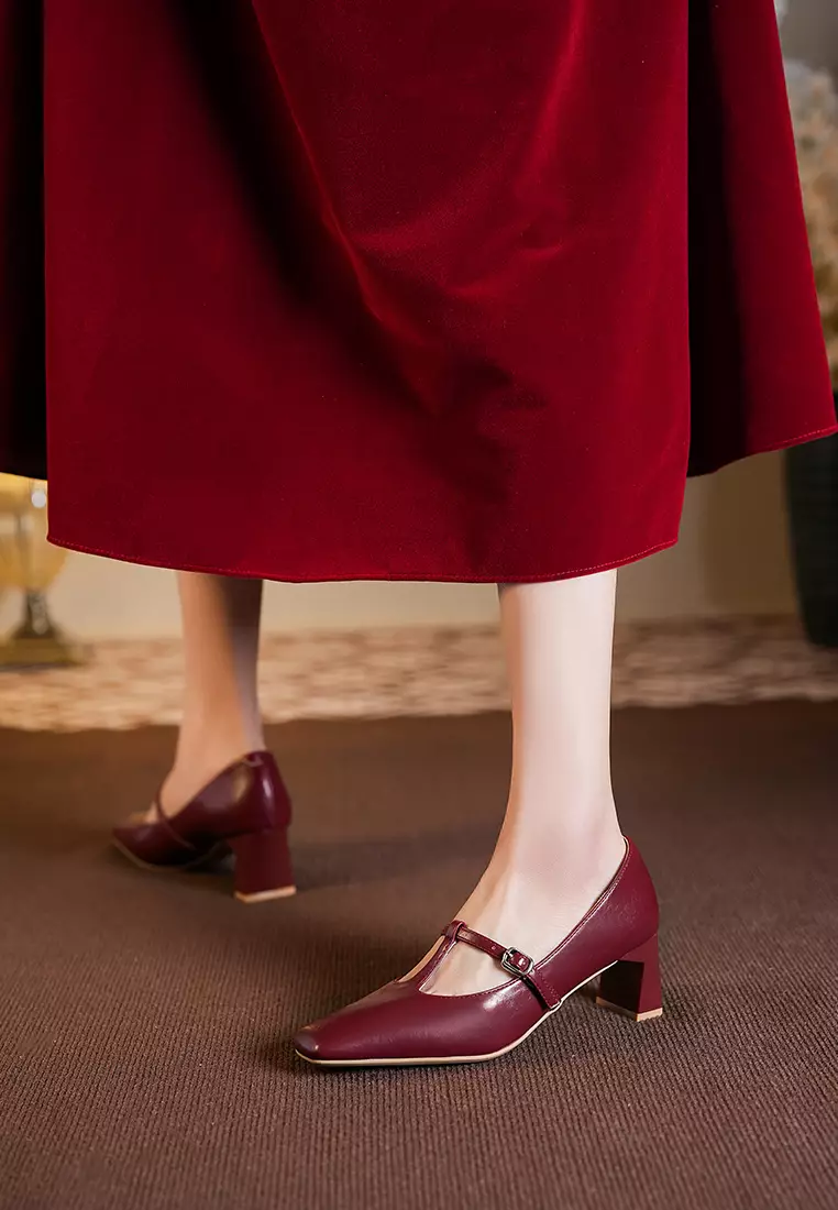 5CM T-Strap Square Toe Pumps BY2355-43