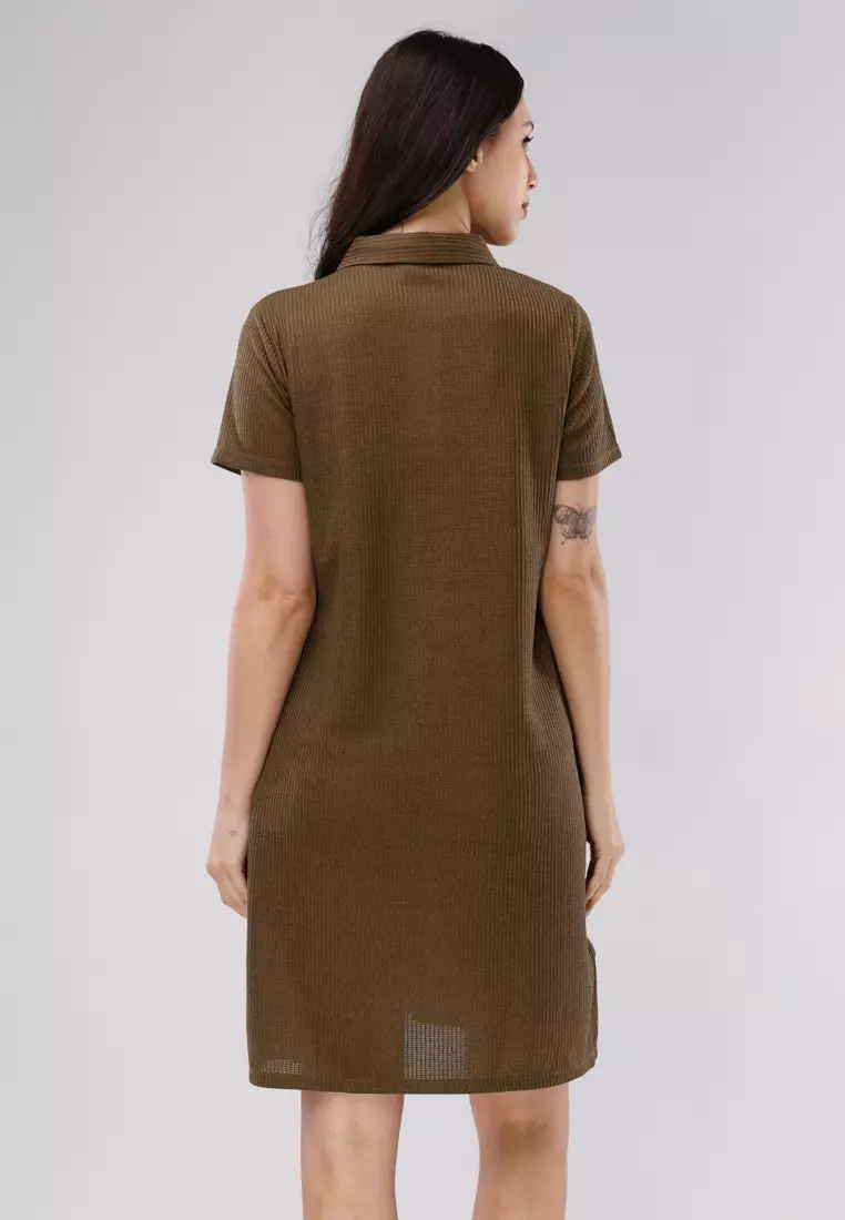 Special Cotton Waffle Knits Short Sleeve Dress