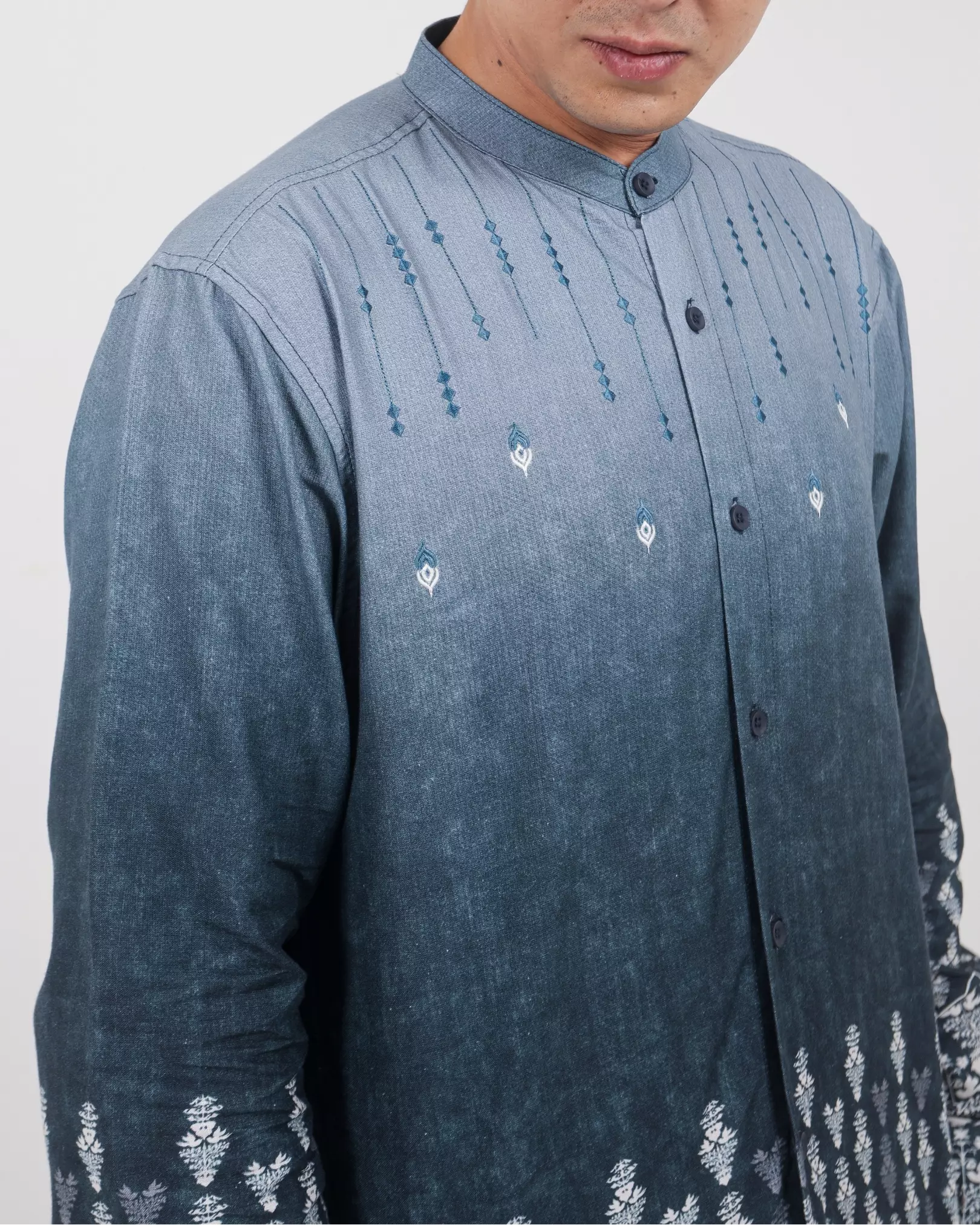 AMK Kemeja Koko Pria Lengan Panjang KK Ghazi L/s Blue