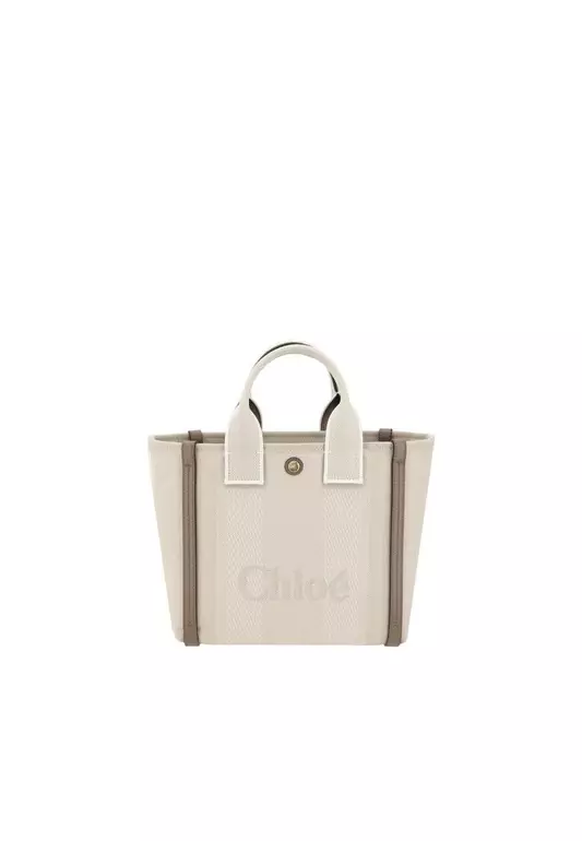 Cotton Tote Bag with Leather Details