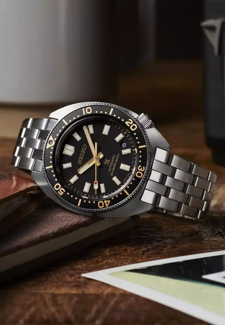 精工 Prospex Heritage Turtle 1968 重新詮釋黑色錶盤不鏽鋼錶帶自動手錶 SPB315J1