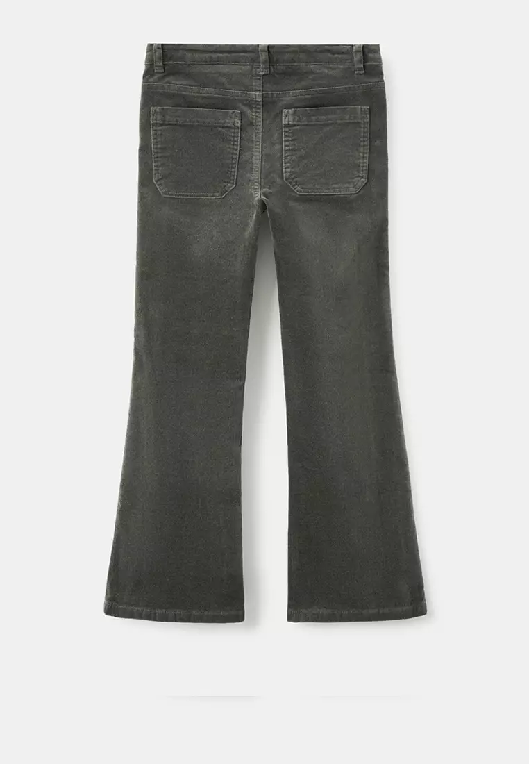 Velvet-Effect Flared Trousers