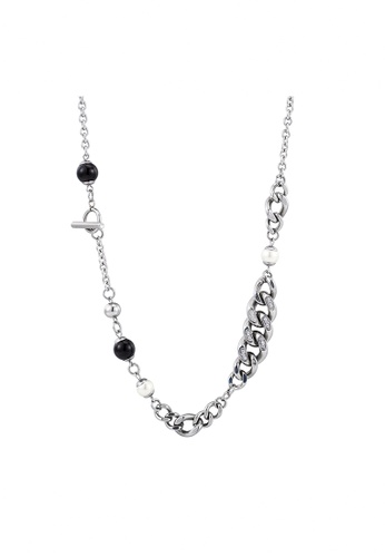 HAPPY FRIDAYS Black And White Pearls Titanium Steel Necklace CP-XYN0040 CAE6EAC9B073FFGS_1
