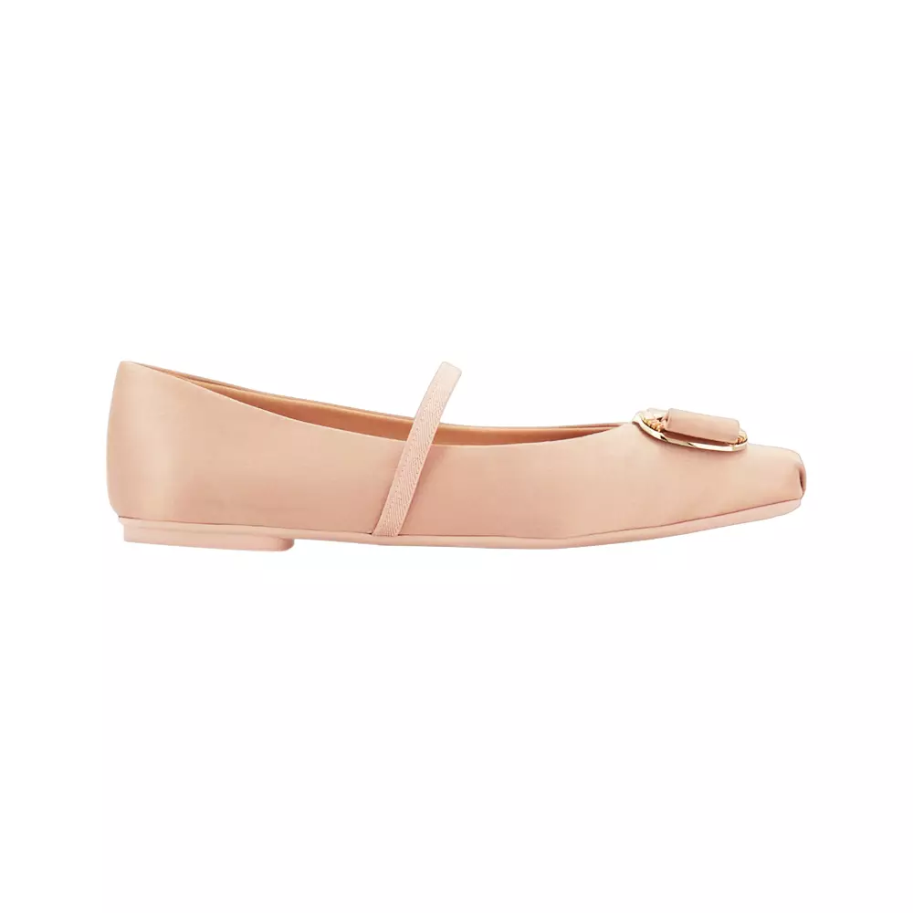 Jual Salvatore Ferragamo Zina New Vara Plate Ballet Flats Pink