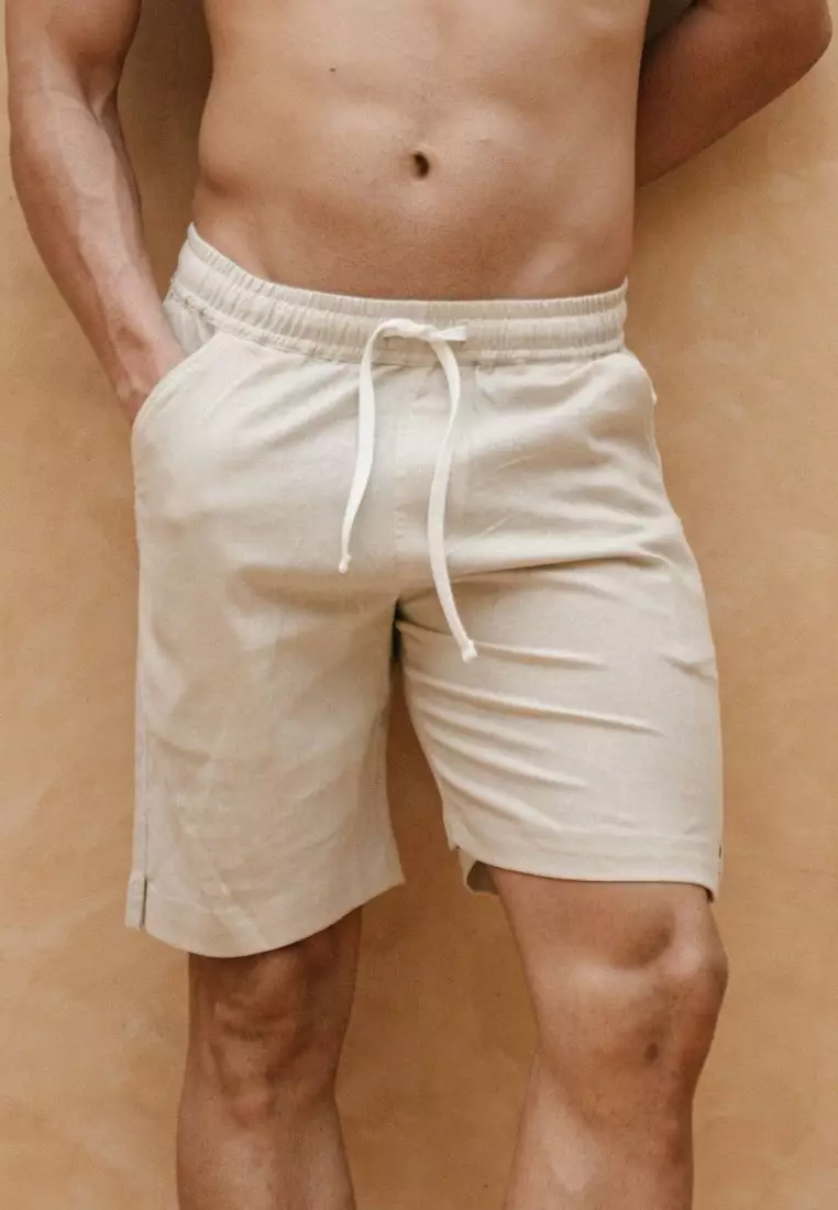 Coconut Set Kemeja Celana Linen Pria Cream | Linen Set Men Cream