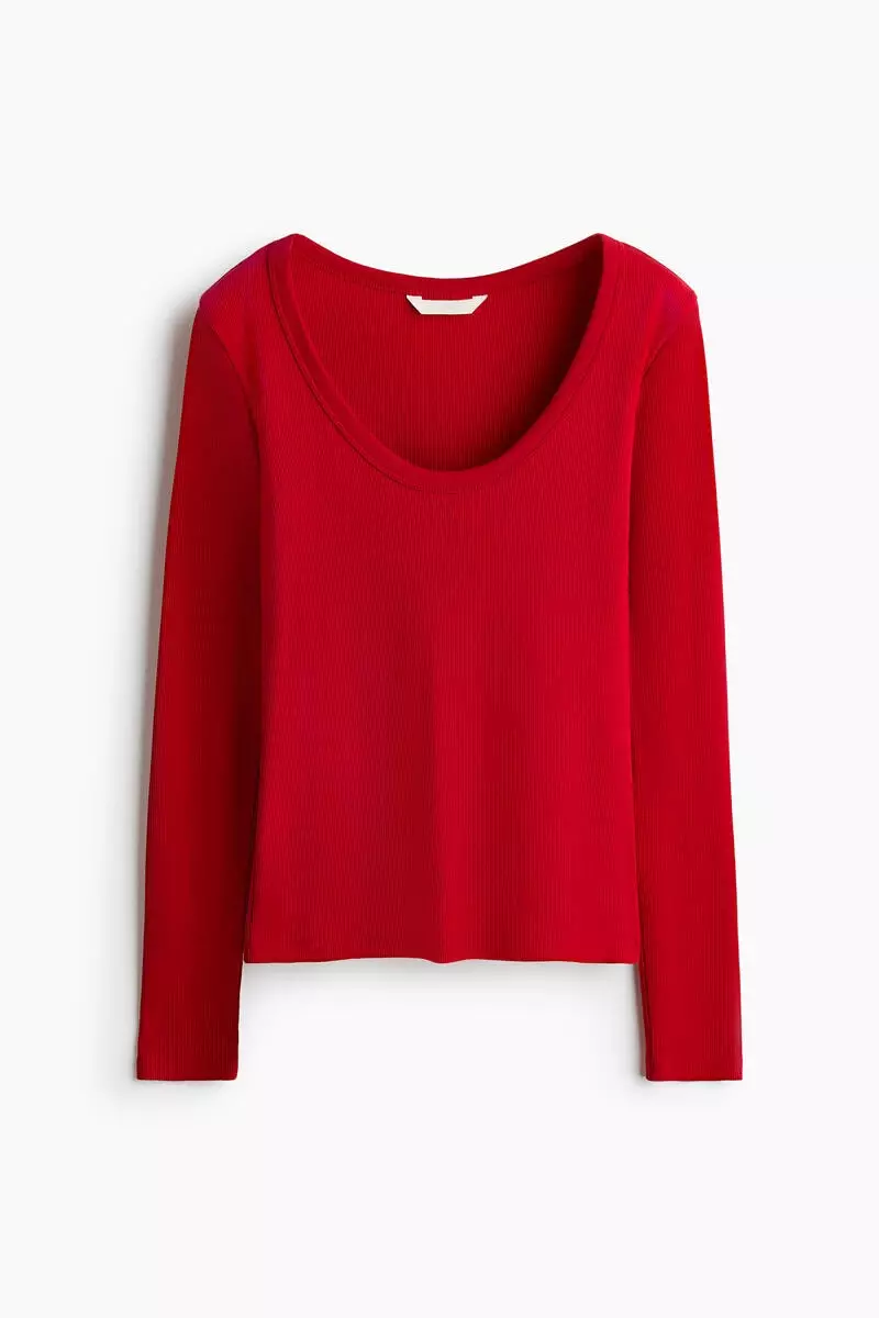 Scoop-neck cotton jersey top