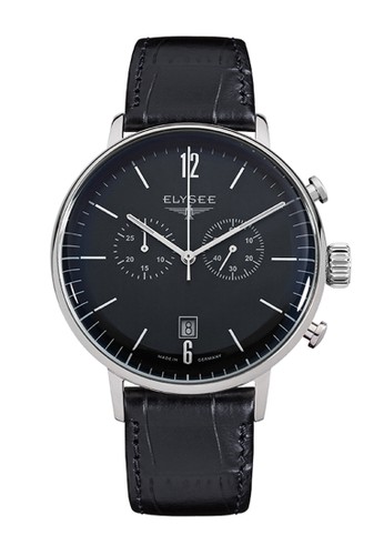 Elysee Male Watches Stentor Jam Tangan Pria - Hitam - Strap Leather Strap - 13277