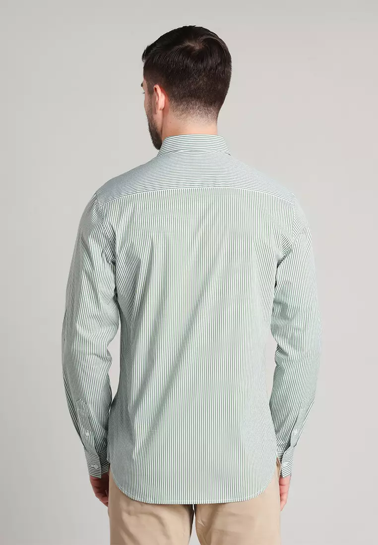 MOC Kemeja Lengan Panjang Stripes Pria Myles - Teal