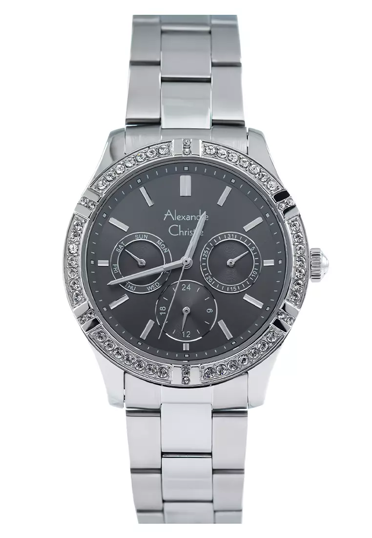 Alexandre Christie - Jam Tangan Wanita - Silver Black - Stainless Steel - 2A51 BFBSSDG