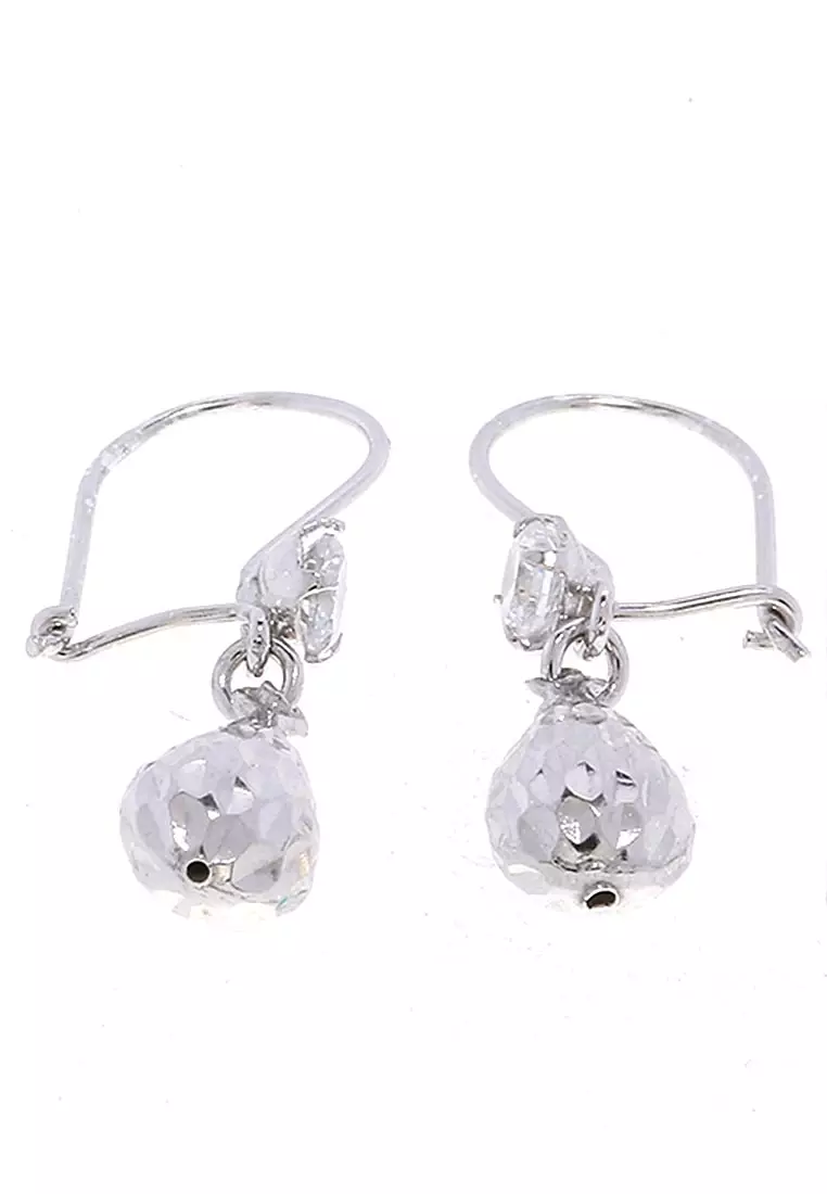 Anting Perak Wanita Lapis Emas Putih Hook Fastening Elegant Look - Perak