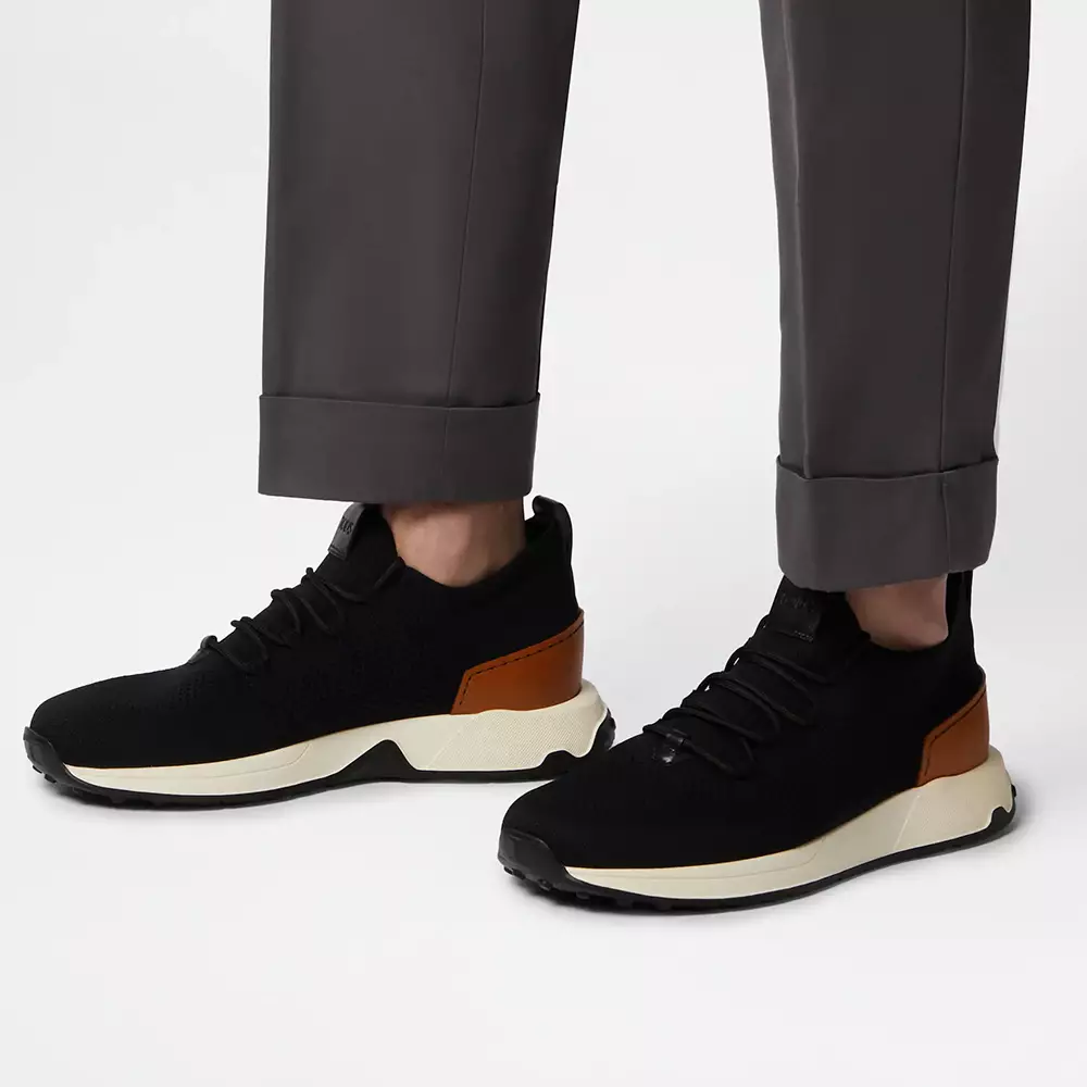 [4.4PRIL KEJUTAN HARGA] Sock Sneakers in Technical Fabric and Leather Brown Black