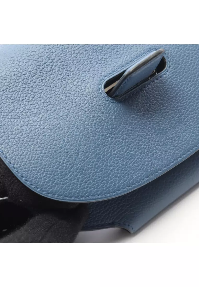 Pre-Loved Hermès mini Convoyeur Blue de Galis Shoulder bag Evercolor blue silver hardware X stamp